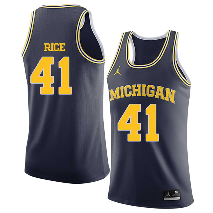 University of Michigan #41 Glen Rice Navy College Basketball Jersey